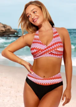 Tribal Print Halter High Waisted Orange Bikini Set -Elegance Swimwear Store 289538 P 16481758871353