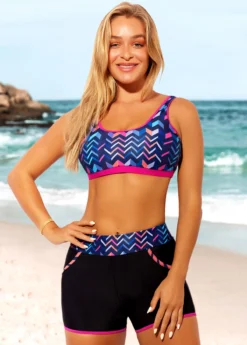 High Waist Geometric Print Black Bikini Set -Elegance Swimwear Store 289542 P 16388814475144