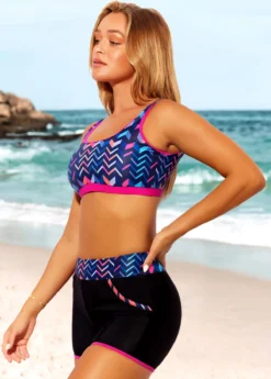 High Waist Geometric Print Black Bikini Set -Elegance Swimwear Store 289542 P 16388814476982