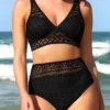 High Waist Lace Black Bikini Set