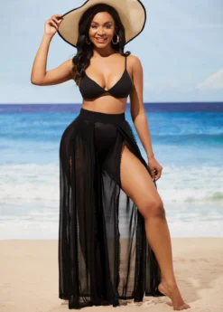 Black Side Slit High Waisted Beach Pants -Elegance Swimwear Store 289625 P 16382554990983