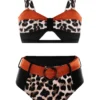 Leopard High Waist Wide Strap Bikini Set