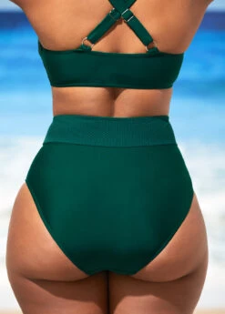 High Waist Dark Green Mesh Stitching Bikini Set -Elegance Swimwear Store 290238 P 16418056593608