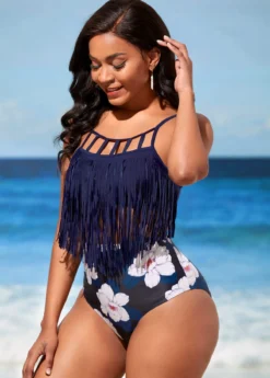 Tassel High Waisted Navy Blue Bikini Set 7 Tassel High Waisted Navy Blue Bikini Set -Elegance Swimwear Store 290239 P 16384198253842