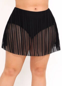 Lace Stitching Mid Waist Black Pantskirt -Elegance Swimwear Store 290509 P 16409409240012
