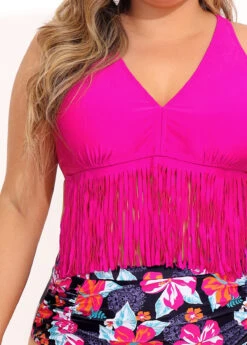 Plus Size Floral Print Tassel High Waist Bikini Set -Elegance Swimwear Store 290680 P 16403401485934