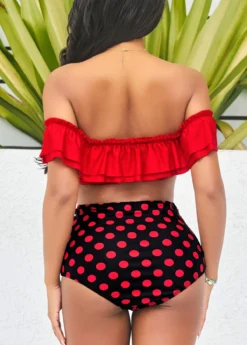 Polka Dot High Waist Flounce Red Smocked Bikini Set 5 Polka Dot High Waist Flounce Red Smocked Bikini Set -Elegance Swimwear Store 291211 P 16466490771861