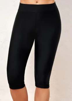 Mid Waisted Black Skinny Swim Shorts