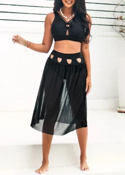 High Waisted Black Cutout Bikini Set -Elegance Swimwear Store 291648 P 16400858366433