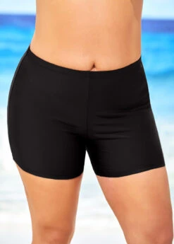 Plus Size Black High Waisted Swimwear Shorts
