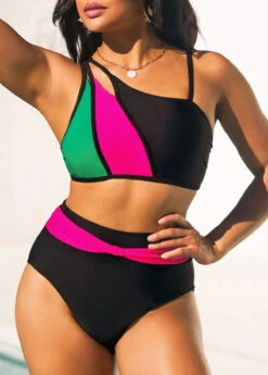 High Waisted Black Contrast Bikini Set -Elegance Swimwear Store 292557 P 16430771351333