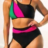 High Waisted Black Contrast Bikini Set
