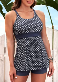 Geometric Print Wide Strap Light Grey Tankini Set 8 Geometric Print Wide Strap Light Grey Tankini Set -Elegance Swimwear Store 292615 P 16406861359293