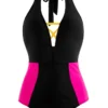Black Contrast Cross Strap One Piece Swimwear