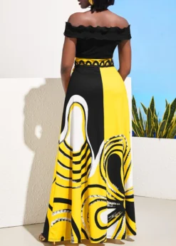 Lace Patchwork Off Shoulder Color Block Dress -Elegance Swimwear Store 292699 P 16415516013781