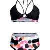 Rainbow Color Polka Dot High Waist Bikini Set