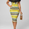 Chiffon Panel Multi Color Striped Bodycon Dress
