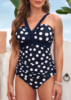 Polka Dot Navy Blue Tankini Set 7 Polka Dot Navy Blue Tankini Set -Elegance Swimwear Store 293239 P 16409237618743