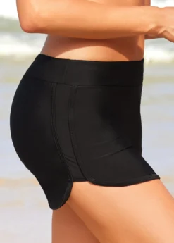 Black Double Slit Mid Waist Pantskirt -Elegance Swimwear Store 294481 P 16424212936502
