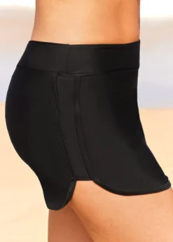 Black Double Slit Mid Waist Pantskirt -Elegance Swimwear Store 294481 P 16424212938303