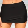 Black Double Slit Mid Waist Pantskirt