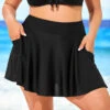 Plus Size Pocket High Waisted Black Pantskirt