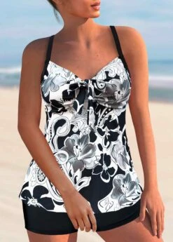 Paisley Print White Bowknot Tankini Set 5 Paisley Print White Bowknot Tankini Set -Elegance Swimwear Store 295439 P 1641357741355