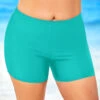 Plus Size Cyan Mid Waist Skinny Swim Shorts