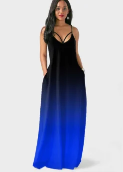 Sapphire Blue Pocket Ombre Maxi Dress -Elegance Swimwear Store 300510 P 1647398244673