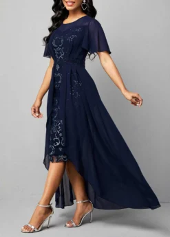Chiffon Sequin Embroidered Round Neck Dress 7 Chiffon Sequin Embroidered Round Neck Dress -Elegance Swimwear Store 310230 P 16594169188503