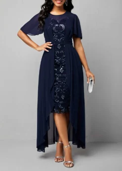 Chiffon Sequin Embroidered Round Neck Dress 6 Chiffon Sequin Embroidered Round Neck Dress -Elegance Swimwear Store 310230 P 16594169188862