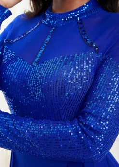 Sapphire Blue Shinning Long Sleeve Maxi Dress -Elegance Swimwear Store 311151 P 16623481765615