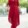 Flower Decoration Chiffon Wine Red Jumpsuit
