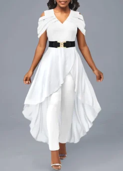 White Cold Shoulder V Neck Jumpsuit 5 White Cold Shoulder V Neck Jumpsuit -Elegance Swimwear Store 311768 P 1660722866350