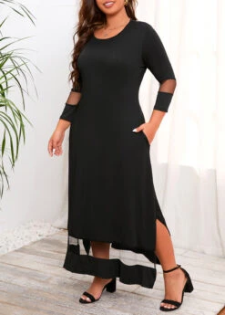 Black Pocket Plus Size Maxi Dress -Elegance Swimwear Store 312804 P 16638092158092
