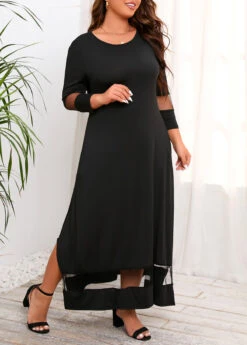 Black Pocket Plus Size Maxi Dress -Elegance Swimwear Store 312804 P 16638092159104