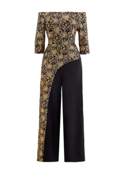 Golden Hot Stamping Floral Print Jumpsuit -Elegance Swimwear Store 313283 P 1694055797771