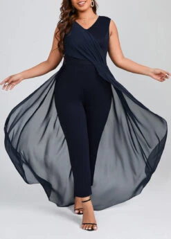 Navy Patchwork Plus Size Sleeveless V Neck Jumpsuit 7 Navy Patchwork Plus Size Sleeveless V Neck Jumpsuit -Elegance Swimwear Store 313571 P 16673584862262