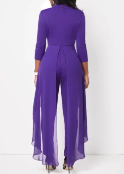 Purple Cage Neck Stand Collar Jumpsuit -Elegance Swimwear Store 314269 P 16644582041292