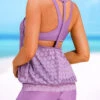 Fake 2in1 Lace Purple Tankini Set