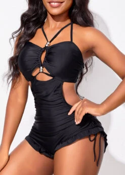 Drawstring Cut Out Black One Piece Swimwear 7 Drawstring Cut Out Black One Piece Swimwear -Elegance Swimwear Store 316668 P 16693711248092