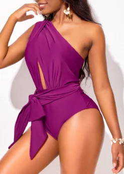 Tie Purple Cutout One Piece Swimwear -Elegance Swimwear Store 316754 P 16691995356622