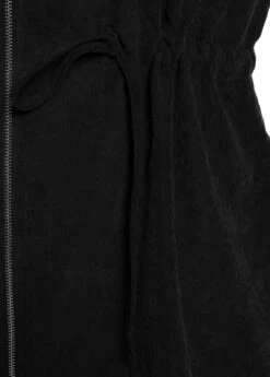 Black Drawstring Plus Size Long Sleeve Hooded Coat -Elegance Swimwear Store 316816 P 1665554433458