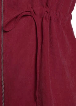 Wine Red Drawstring Plus Size Long Sleeve Coat -Elegance Swimwear Store 317425 P 1665725803767