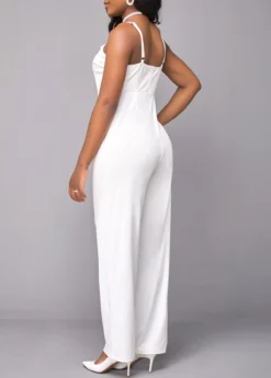 White Button Cardigan And V Neck Jumpsuit -Elegance Swimwear Store 317478 P 16703878980354
