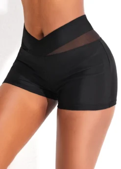 Mid Waisted Black Mesh Swim Shorts