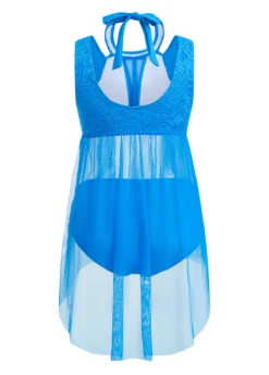 Lace Mid Waisted Sky Blue Swimdress And Panty -Elegance Swimwear Store 318535 P 1697781185746