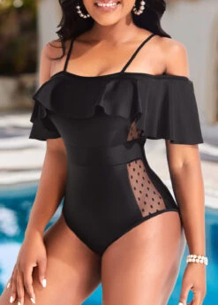 Lace Black Flounce One Piece Swimwear -Elegance Swimwear Store 318547 P 16717921270143