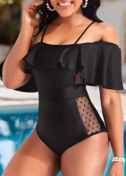 Lace Black Flounce One Piece Swimwear -Elegance Swimwear Store 318547 P 16717921270622