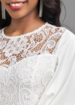 White Lace Half Sleeve Bodycon Dress -Elegance Swimwear Store 319095 P 16758583155584